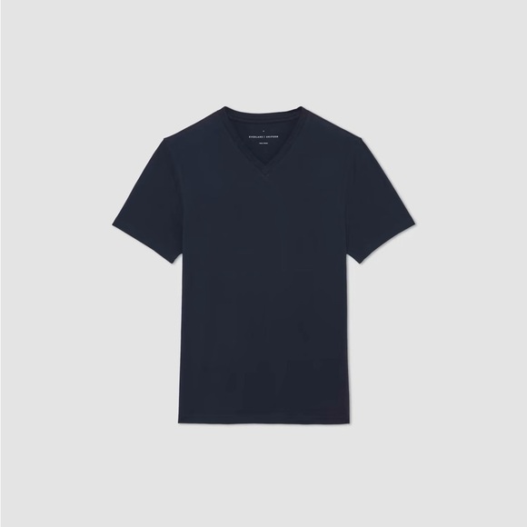 Everlane Mens Organic Tee Blue Cotton V-Neck T-Shirt Classic Fit Short Sleeve - Picture 1 of 6